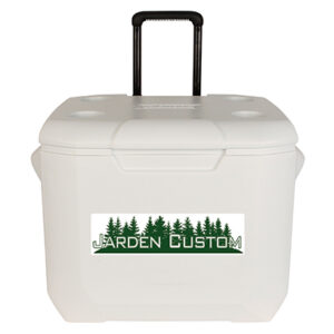 White 60 Qt Wheeled Cooler - Decal Front